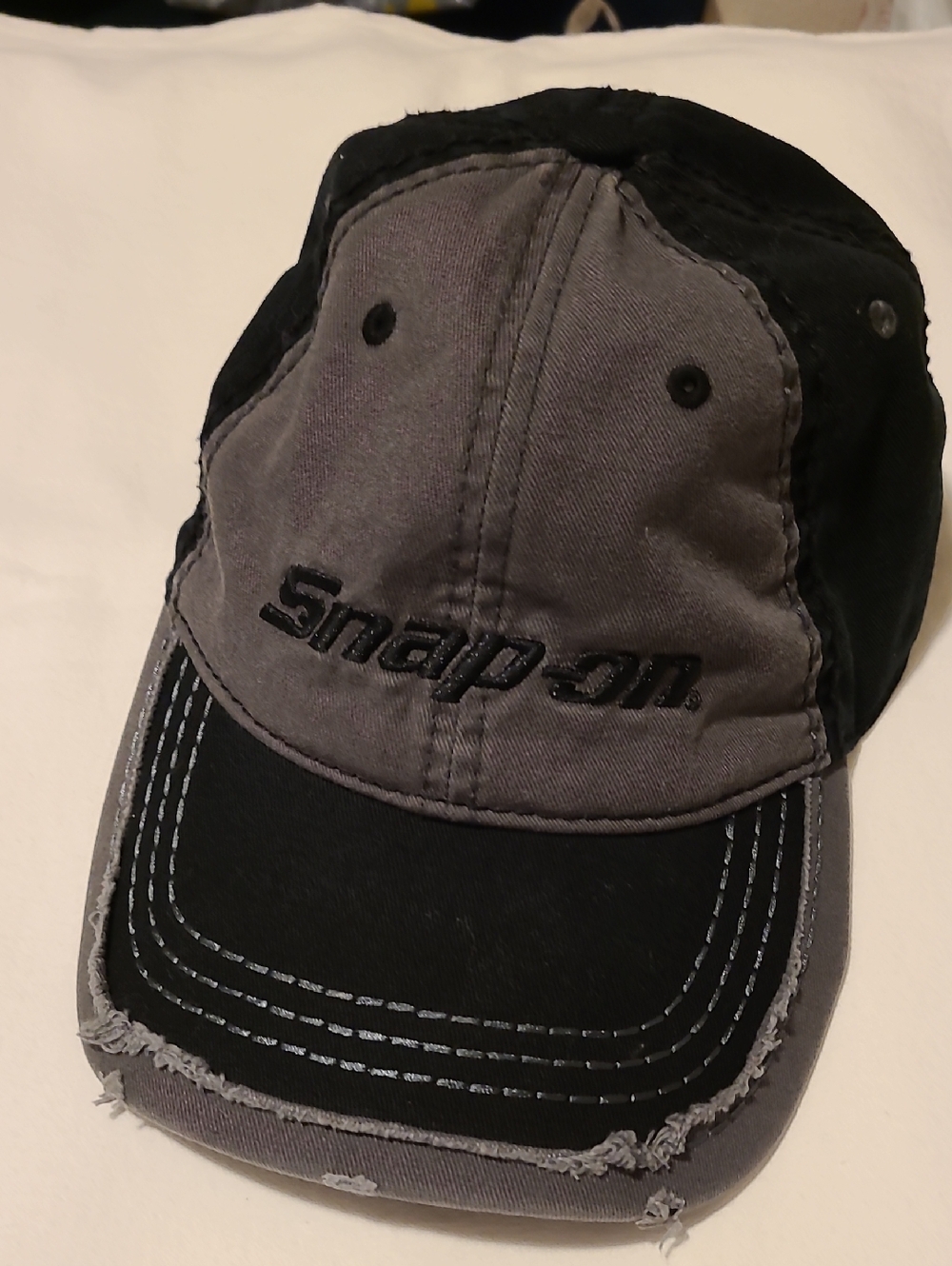 Snap-on Hat Black Grey Vintage Steel Series Snapon Distressed By Wild